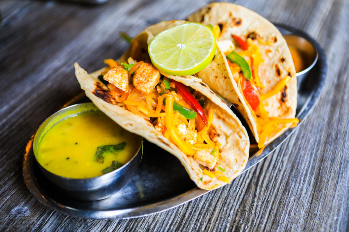 Chicken Tandoori Tacos, served